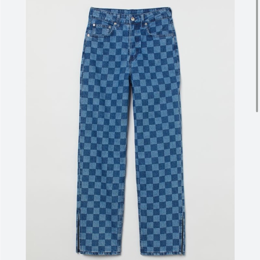 H&M Checkerboard Straight Denim